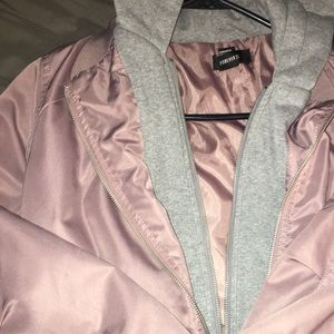Forever 21 satin/hooded varsity jacket